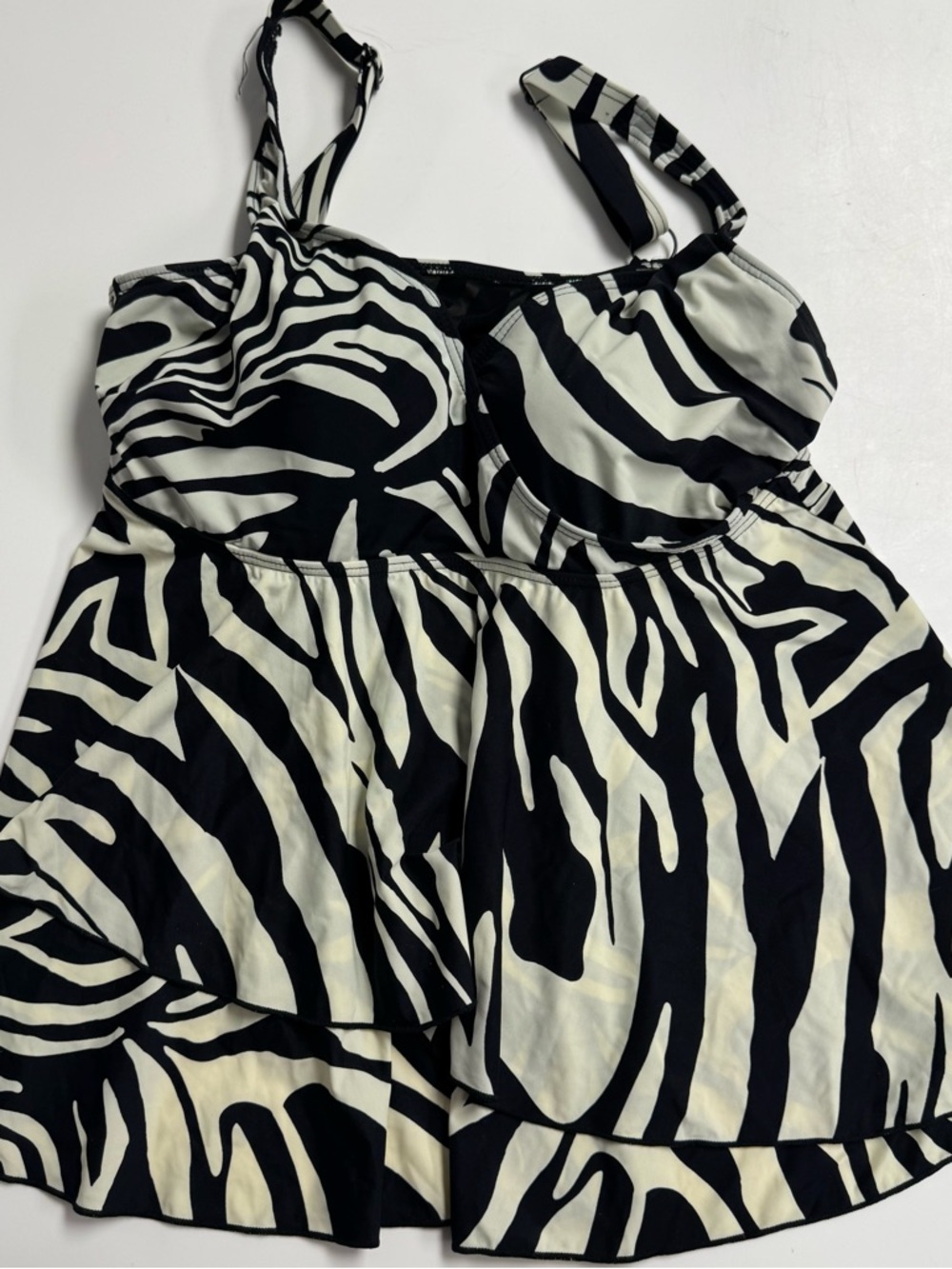 Zebra print tankini swim top